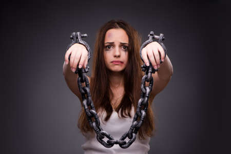 Woman in violence and discrimination conceptの写真素材