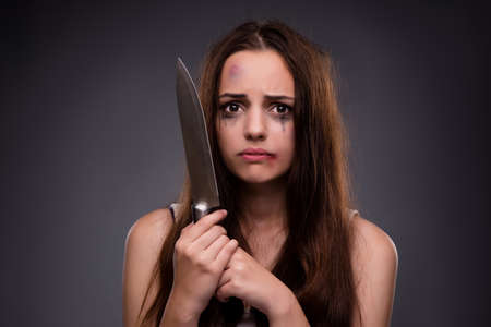 Woman in violence and discrimination concept