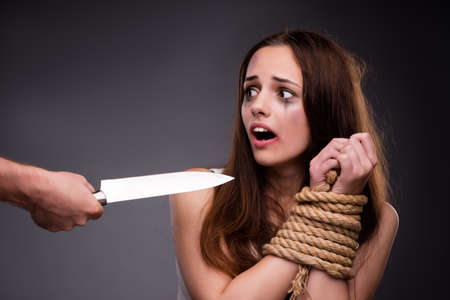 Woman in violence and discrimination conceptの写真素材