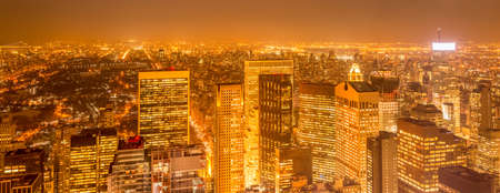 View of New York Manhattan during sunset hoursの写真素材