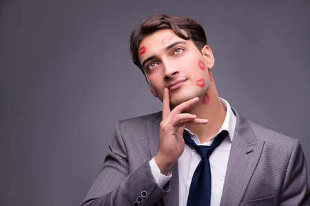 Man in funny romantic conceptの写真素材