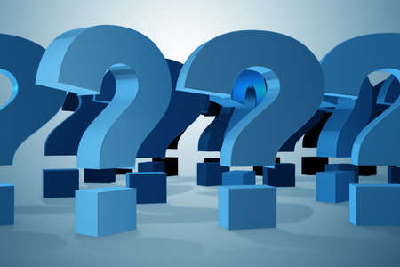 Question marks in uncertainty concept - 3d renderingの写真素材