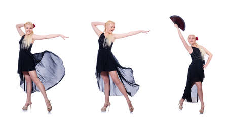 Woman dancing isolated on the whiteの写真素材