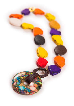 Elegant necklace isolated on white backgroundの写真素材