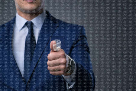 Biometric identification concept with fingerprintsの写真素材