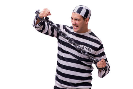 Man prisoner isolated on white backgroundの写真素材