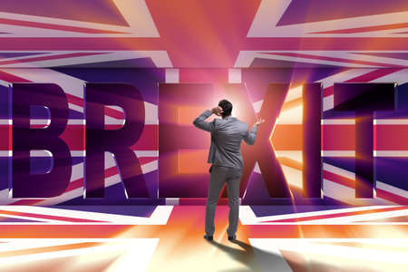 Businessman in Brexit concept - UK leaving EUの写真素材