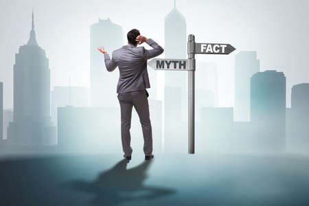 Businessman in difficult choice conceptの写真素材