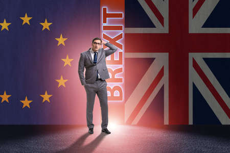 Businessman in Brexit concept - UK leaving EUの写真素材