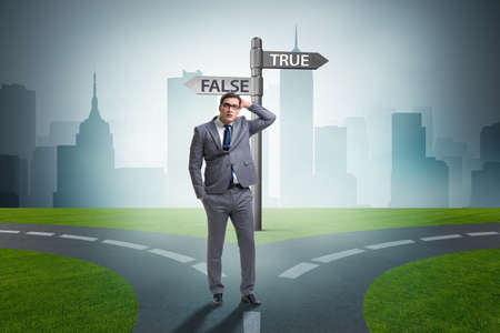 Businessman in difficult choice conceptの写真素材