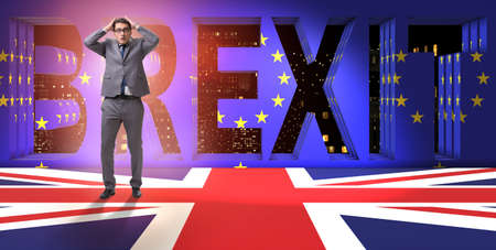 Businessman in Brexit concept - UK leaving EUの写真素材