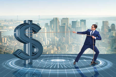 Businessman saving american dollar conceptの写真素材