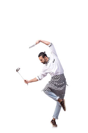 Funny male cook isolated on the white backgroundの写真素材