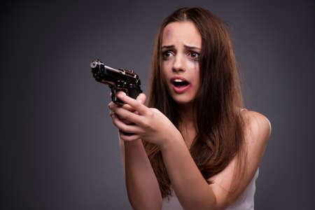 Woman in violence and discrimination conceptの写真素材