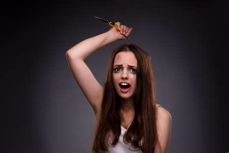 Woman in violence and discrimination concept