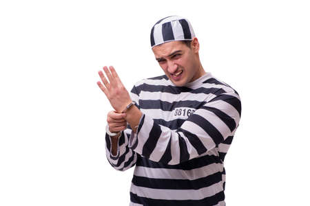Man prisoner isolated on white backgroundの写真素材