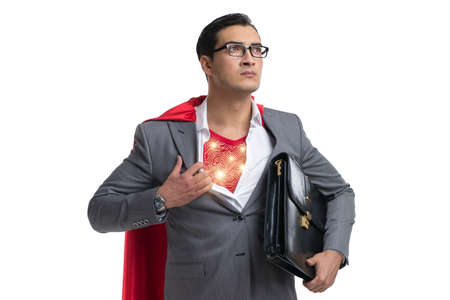 Businessman in superhero concept isolated on whiteの写真素材