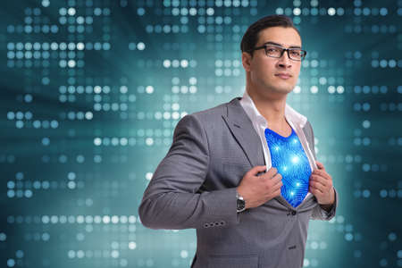 Superhero preparing to save the cityの写真素材