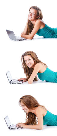 Young woman working on laptopの写真素材