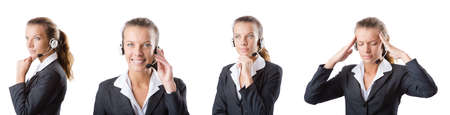 Call center assistant responding to calls