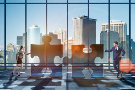 Business concept of puzzles for teamworkの写真素材