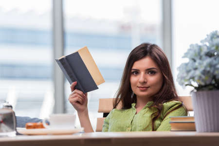 Young woman preparing for school exams