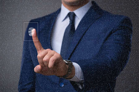 Biometric identification concept with fingerprintsの写真素材