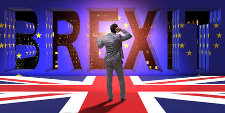 Businessman in Brexit concept - UK leaving EUの写真素材