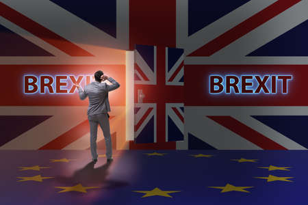 Businessman in Brexit concept - UK leaving EUの写真素材