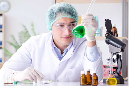 Biotechnology concept with scientist in lab