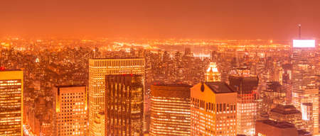 View of New York Manhattan during sunset hoursの写真素材