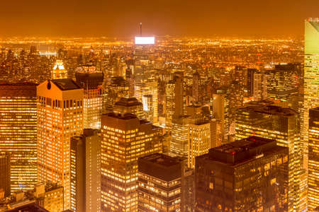 Night view of New York Manhattan during sunsetの写真素材