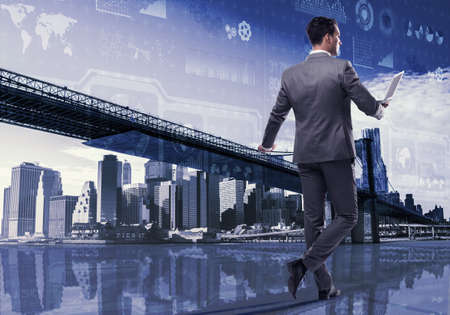 Businessman in business concept with laptopの写真素材