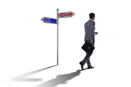 Businessman in Brexit concept - UK leaving EUの写真素材