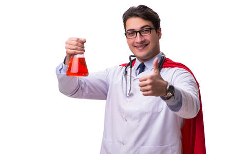 Superhero doctor isolated on whiteの写真素材