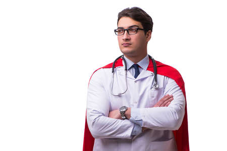 Superhero doctor isolated on whiteの写真素材