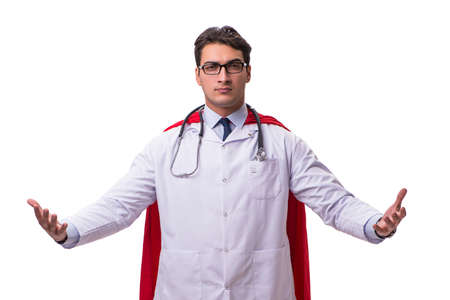 Super hero doctor isolated on whiteの写真素材