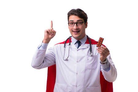 Super hero doctor isolated on whiteの写真素材