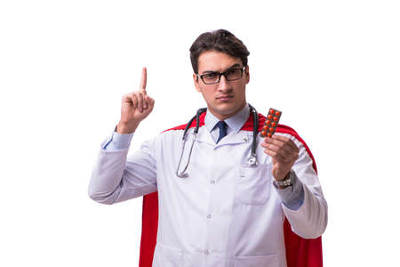 Super hero doctor isolated on whiteの写真素材
