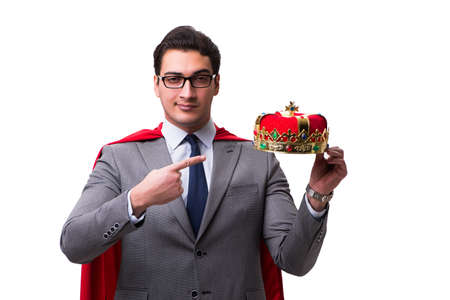 King businessman wearing red cover on whiteの写真素材