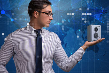 Businessman in security concept with safe
