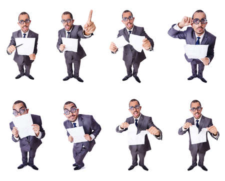 Funny businessman isolated on the whiteの写真素材