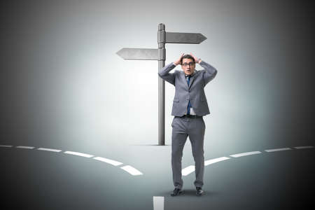 Businessman in difficult choice conceptの写真素材