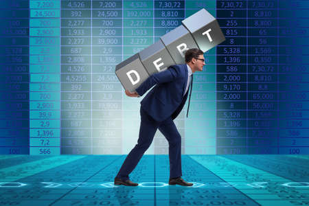 Man under the burden of loanの写真素材