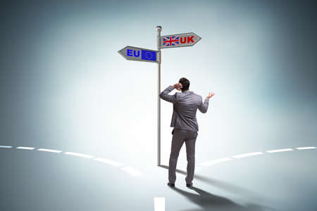 Businessman in Brexit concept - UK leaving EUの写真素材