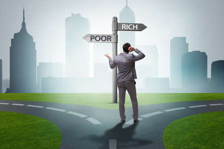 Businessman in difficult choice conceptの写真素材