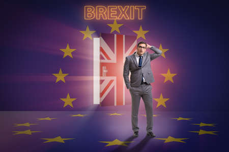 Businessman in Brexit concept - UK leaving EUの写真素材