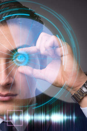 Futuristic vision concept with businessmanの写真素材