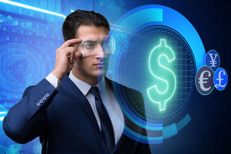 Future of currency trading with businessmanの写真素材