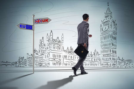 Businessman in Brexit concept - UK leaving EUの写真素材
